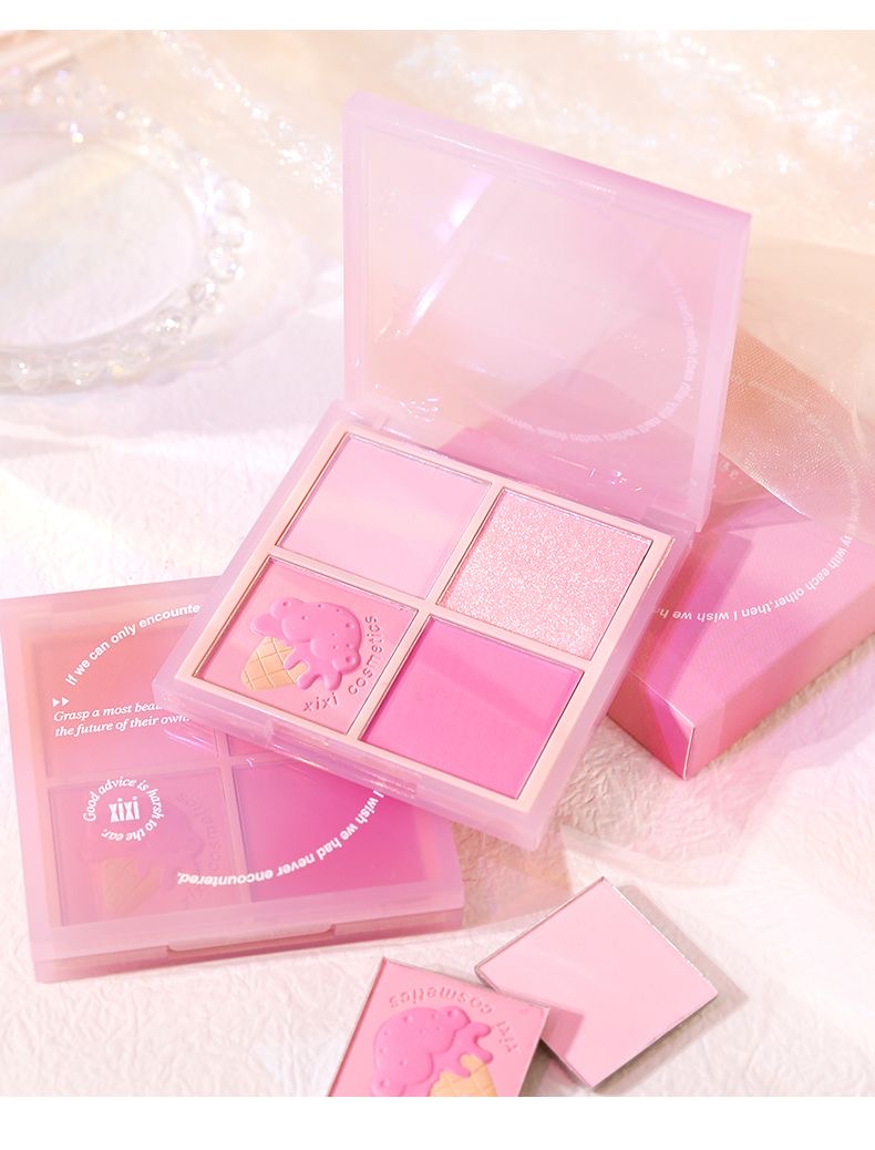XIXI 4 Color Blush Palette ບຣັສອອນທາແກ້ມ ທີ່ລວມທັງໝົດມາໃຫ້ໃນ1ພາເລດ ໃຫ້ລຸຄ໌ໜ້າຮັກແບບທໍາມະຊາດ